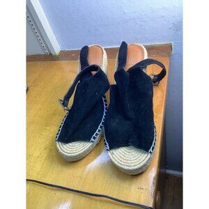 tropical y2k boho indie Gap Women's Monica PEEP Toe Sandals Black Suede Size 9